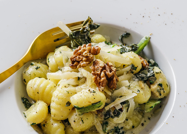 Delicious gnocchi with walnuts and parm